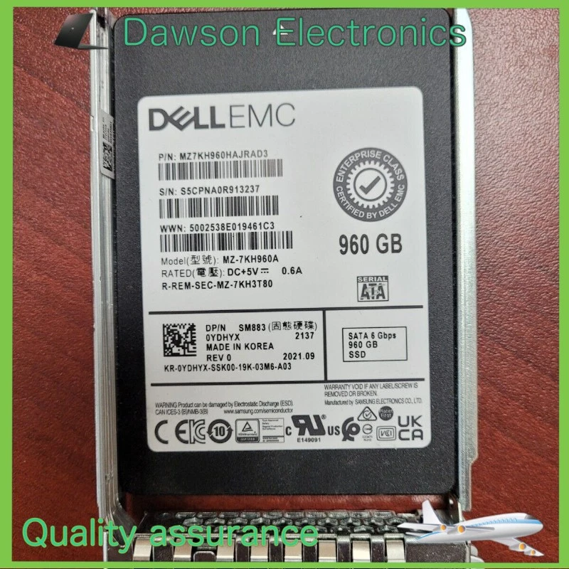 0YDHYX YDHYX DELL EMC 960GB SATA 6Gbps MU 2.5'' SSD 14/15/16G KIT - Image 1 of 1