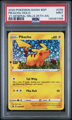 2020 Pokemon General Mills 25th Anniversary PIKACHU #039 Holo - PSA 9 MINT - Image 1 of 3