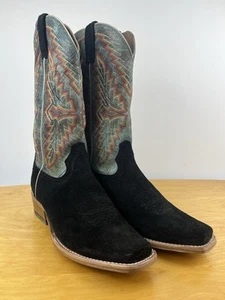 Ariat Men's Futurity Showman 13" Boots Black Roughout/Roaring Turquoise 11.5 EE - Picture 1 of 16