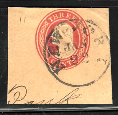 New York Untyped 3 Cent Washington Postal Stationary Corner 1850's US 81B53 - Image 1 of 2
