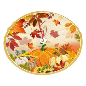 Maple Leaves Pumpkin Autumn Tree Skirt 48" for Merry Xmas Halloween Holiday N... - Foto 1 di 7
