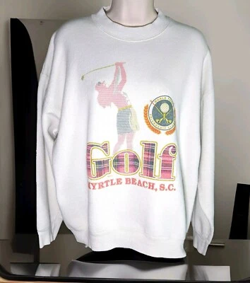 Vtg Womens Golf Sweatshirt Myrtle Beach SC Friend Ship Classic Size LARGE Travel - Image 1 of 4