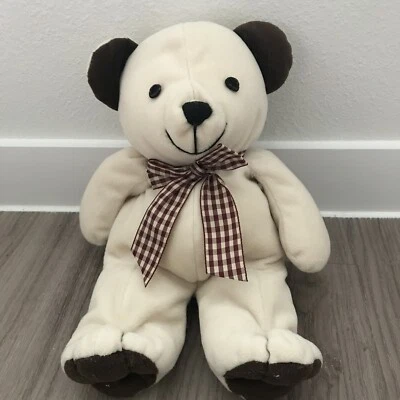 "Oso de peluche Walmart de 15"" vintage beige crema marrón lazo de guinga muy difícil de encontrar" Foto 1 de 4
