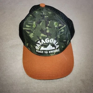 Youth Patagonia Mesh Trucker Hat SMALL Adjustable Camo Orange Snapback Boys Cap - Picture 1 of 8