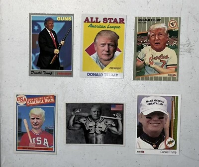 Lot of 6  President DONALD TRUMP Custom Art Baseball Parody Cards POTUS Rookies - Image 1 of 3