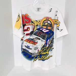 Vintage 90s Rusty Wallace Elvis Presley Nascar T Shirt All Over Print Large Rare - Bild 1 von 7