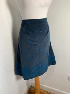 BNWT Mistral Kennet A line skirt 12 NEW blue embroidered velvet blue navy - Picture 1 of 10
