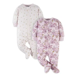 Gerber Baby Mädchen 2er-Pack Sleep N spielt NEU verschiedene Größen Pyjama Blumenmuster Punkte - Bild 1 von 7