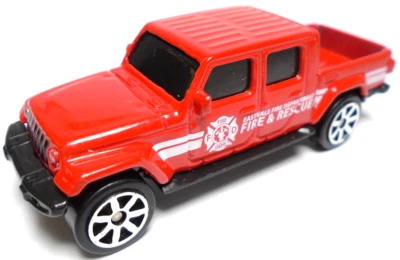 2021 MAISTO JEEP GLADIATOR FIRE & RESCUE RED 1:64 DIECAST 3" PICKUP TRUCK - Image 1 of 4