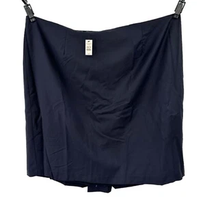 Talbots Skirt Plus Sz 24W Knit Pencil Wool Blend Stretch Navy Blue Pleated NEW - Picture 1 of 7