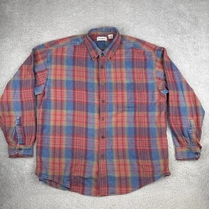 VTG LL BEAN Plaid Shirt Mens XL Blue RED Denim Cotton Made in USA MULTICOLOR - Picture 1 of 15