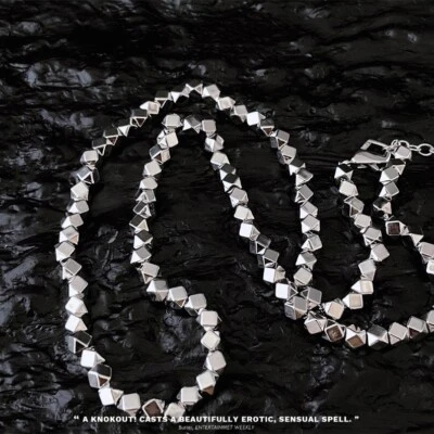 Ladies Silver Plated lucky Small cube Chain Necklace Pendant Fashion Jewelry - Image 1 of 4