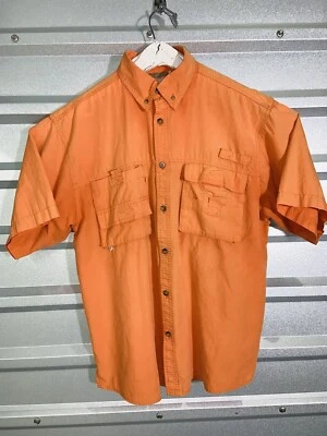 Camisa de pesca Rugged Earth Outfitters naranja ventilada con botones talla L Foto 1 de 4