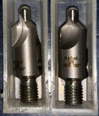 2 X M.A. FORD 3/8 X .1610 X 100° HSS MICRO-STOP 86E16104    TWO COUNTERSINKS - Image 1 of 4