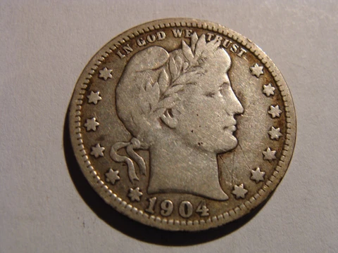 1904-O Barber Quarter - VG condition Cover