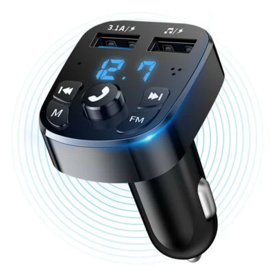 Bluetooth 5.0 FM Transmitter Auto Radio Adapter Freisprecheinrichtung KFZ Kit - Bild 1 von 4