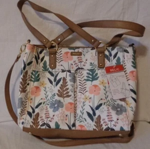 CROSSBODY PURSE SHOULDER HANDBAG RELIC BREANNE FLORAL WHITE TAN FAUX LEATHER NWT - Picture 1 of 16