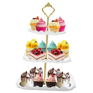 Dessert Cupcake Stand, 3 Tier Cup Cake Holder Tower for Tea White - Picture 1 of 7