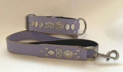 STAFFORDSHIRE/STAFFY/BULLTERRIER DOG COLLAR+LEAD REAL LEATHER,1"1/2 WIDE - Image 1 of 4