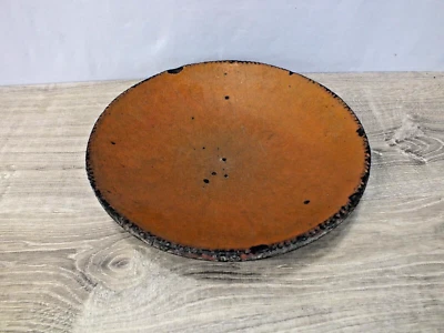 Antique 19th Century 10in Redware Deep Plate Possible Dirt Dish - Image 1 of 4