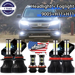 Combo de 6 faros LED + kit de faros antiniebla para Honda Pilot 2006-2016 2017 2018 - Imagen 1 de 9