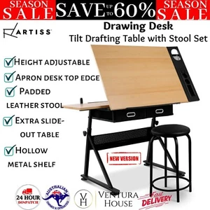 Artiss Drawing Desk Stool Set Drafting Table Adjustable Art Tilt Drawers New - Picture 1 of 12