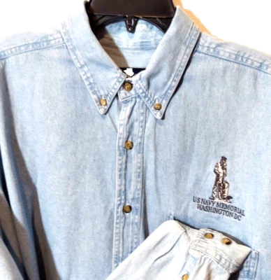 Blue Generation Premium Denim Long Sleeve Button Down Shirt Navy Memorial Large - Image 1 of 4