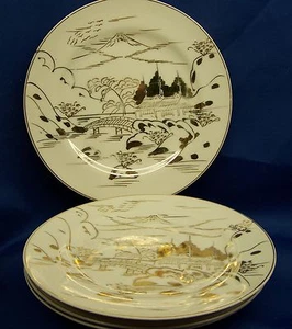 KUTANI COUNTRYSIDE IN GOLD FOUR SALAD PLATES - Picture 1 of 4