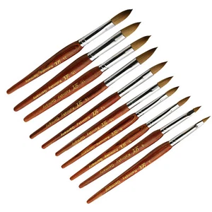 100% Kolinsky Sable RED WOOD Smoothy Acrylic Nail Brush Nail Art Beauty Tool D - Picture 1 of 29