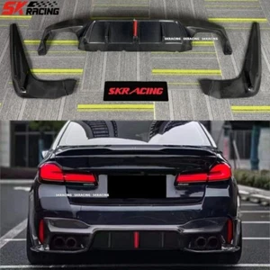 For 2018-2023 BMW G30 540i Real Carbon Fiber Rear Bumper Diffuser Spoiler Lip - Picture 1 of 17