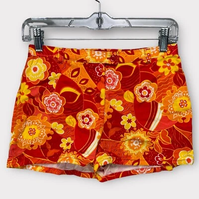 90s Y2K Vintage Surf Wear Womens Board Shorts Orange Floral Size 5 Low Rise - Image 1 of 4
