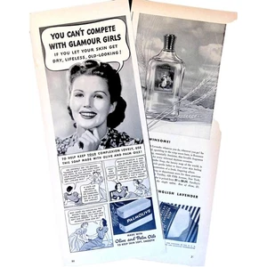 Palmolive & Yardley Soap Products Lot of 2 1940 Print Ads 5.5"X14" - Picture 1 of 3