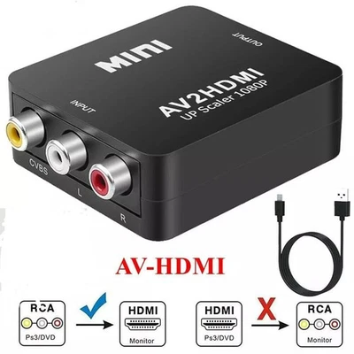 Convertitore adattatore AV2HDMI RCA a HDMI CVBS HD 1080p 4k HDTV / DVD + cavo - Image 1 of 4