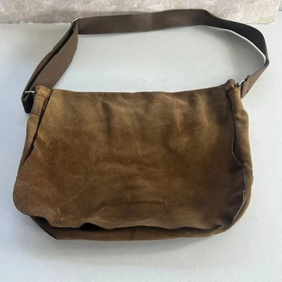 Vintage Gap Messenger Bag Brown Suede Genuine Leather 16 x 12 in - Image 1 of 4