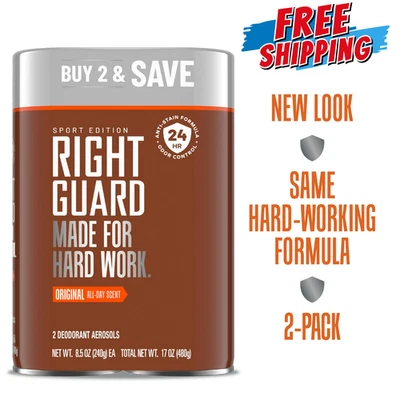 Spray desodorante deportivo Right Guard para hombre, aroma original, 8,5 oz., paquete de 2 Foto 1 de 4