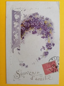 CPA Gaufrée Illustration VIOLETTES Fleurs VASE CUEILLIES pour Vous à Angèle ROUX - Picture 1 of 1