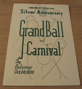 VTG 1936 LA Herald GRAND BALL Program~The PALOMAR~6 AUTOGRAPHS~Actors/Actresses~ - Picture 1 of 9