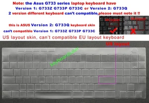 US Keyboard Skin Cover for Asus ROG Strix G17 G733Q G733QS G733QR G733QSA laptop - Afbeelding 1 van 5