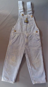 Vintage OshKosh B'Gosh 3T gestreifter Denim Overall Eisenbahn Bauer Kleinkind Größe - Bild 1 von 14