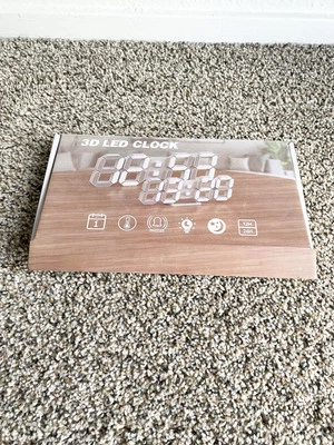 White Led 3d Clock Shelf Aesthetic Gaming Room Bedroom Decor - Image 1 of 2