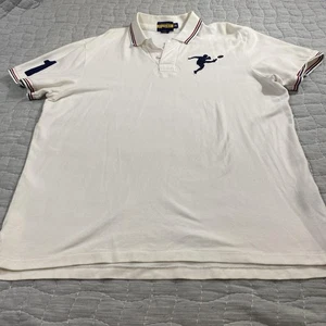 Rugby Ralph Lauren Polo Shirt Mens 2XL White Rugby Player Embroidered 1 Sleeve - Picture 1 of 11