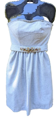 Lindo vestido Banana Republic para mujer talla 0 estrás mezcla de lana con joyas sin tirantes Foto 1 de 4