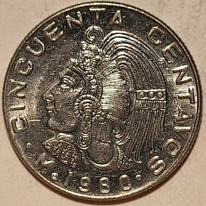 1980 Mexico 50 Centavo Coin N65 - Picture 1 of 2