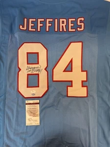 HAYWOOD JEFFIRES signed custom jersey Houston Oilers with JSA COA and His Holo - Picture 1 of 6