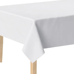 White Vinyl Tablecloth, Waterproof Flannel Back Table Cloth, Wipe Clean Table Co - Picture 1 of 12