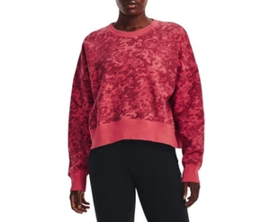 Under Armour Womens Red Camo Rival Fleece Sweatshirt Crew Neck Size L NWT - Picture 1 of 8