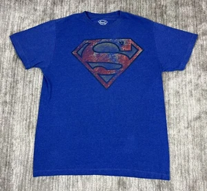 Superman Shirt Mens Medium Blue Graphic Logo Tee - Picture 1 of 9
