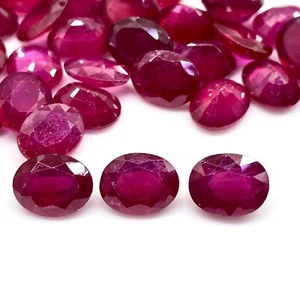 4 Pcs Natural Ruby 9x7mm Oval Cut Rich Red Loose Gemstones Wholesale Lot - Picture 1 of 10