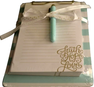 ALMOHADILLA DE NOTAS forrada con diseño de hermana Brother con bolígrafo FAITH HOPE LOVE - ESTILO PORTAPAPELES - Imagen 1 de 3