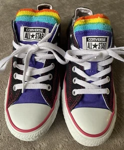Converse All Star Damen-Sneaker schwarz Regenbogenfarben mehrere Zungen bequem niedrig geschnitten - Bild 1 von 12